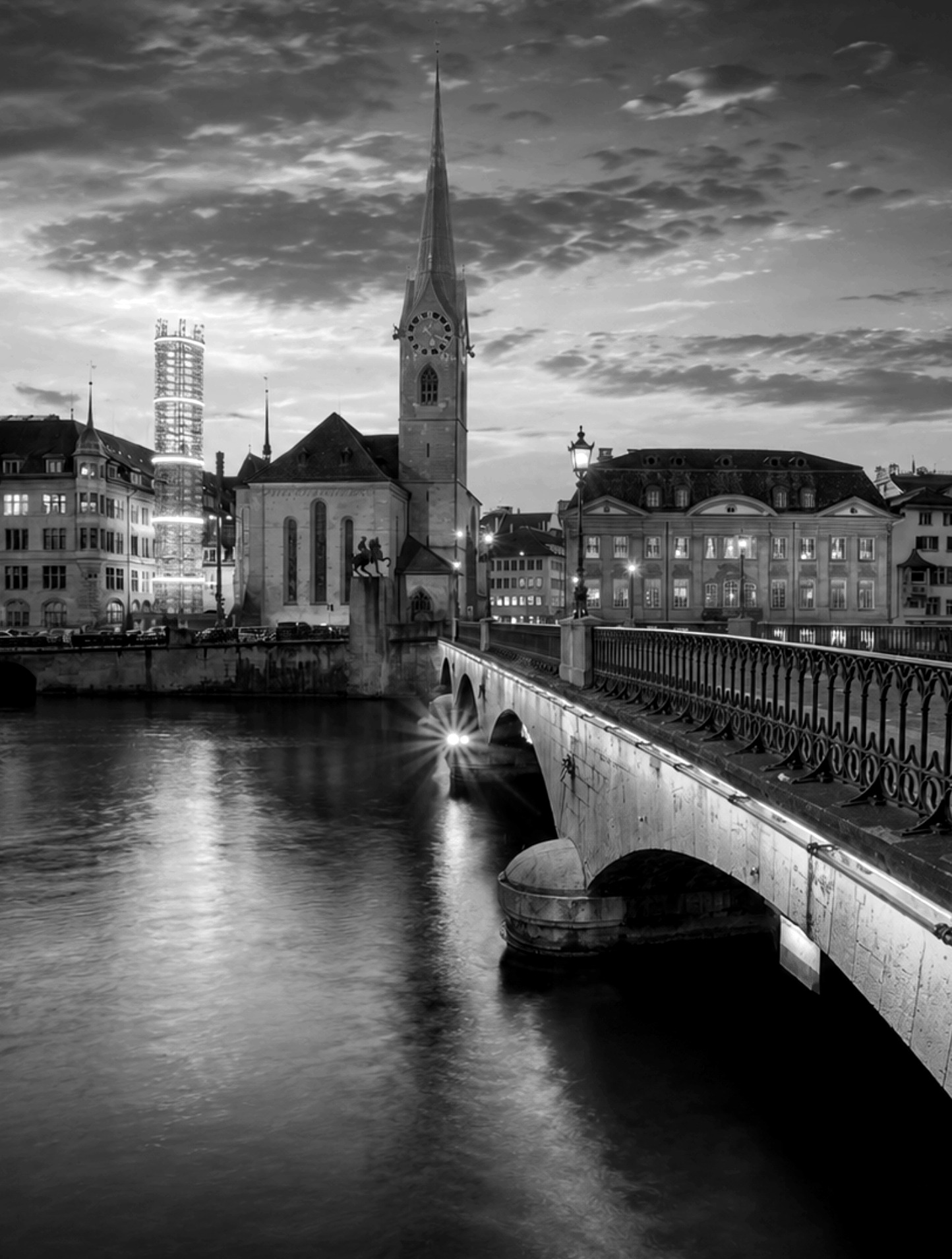Quiet Zurich architecture at dawn